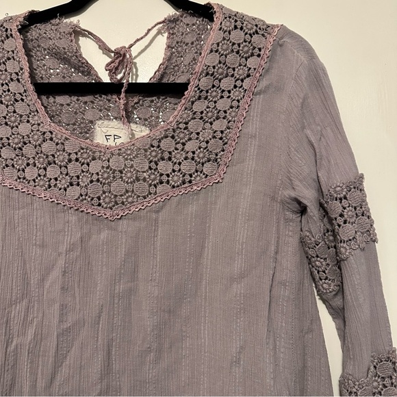 Free People FP One lavender boho blouse size S - Picture 2 of 5